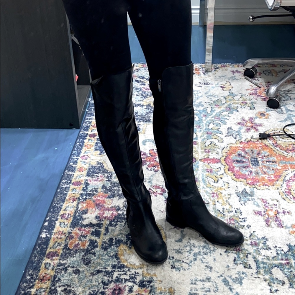 Blacker leather over the knee boot